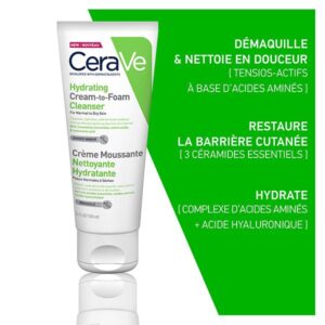 cerave creme moussante nettoyante hydratante peau normale a seche 100ml