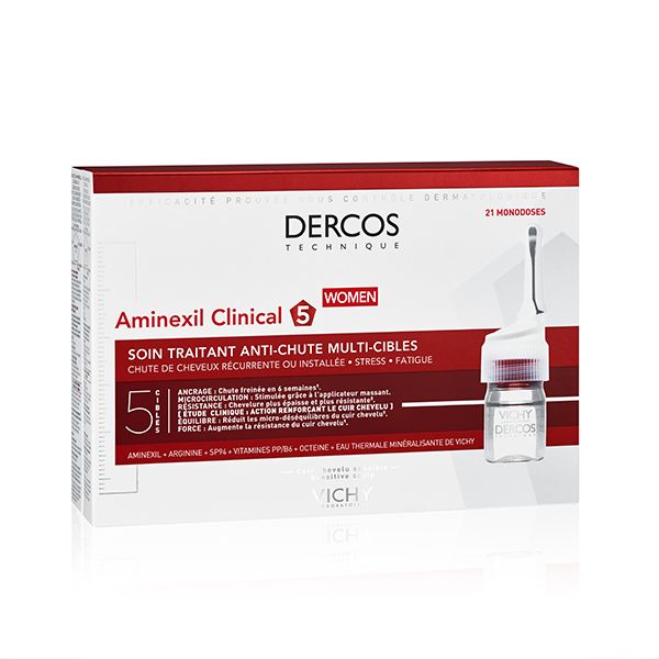 vichy dercos aminexil clinical cure anti-chute femmes 21 ampoules 21 x 6ml